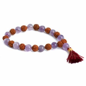 Pulsera Rudraksha con Amatista - 8 mm