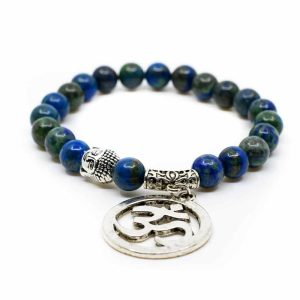 Pulsera de piedras preciosas Azurita con OHM