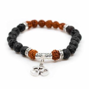 Pulsera de Rudraksha con Roca Volcánica - OHM