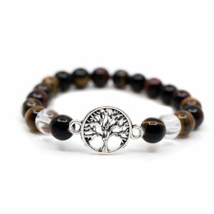 Pulsera de Ojo de tigre con Árbol de la Vida