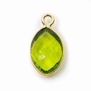 Colgante Piedra de Nacimiento Agosto Peridota 925 Plata y Oro (12 mm)