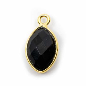 Colgante de Ónix Negro - Plata 925- Chapado de Oro (12mm)