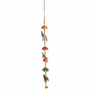 Guirnalda Decorativa 3 Elefantes de tela con campana - 78 cm