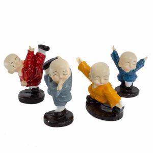 Estatua de Buda Feliz Karate - set de 4 - ca. 7 cm