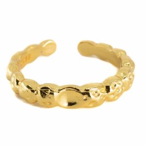 Anillo Ajustable Esferas Cobre Dorado