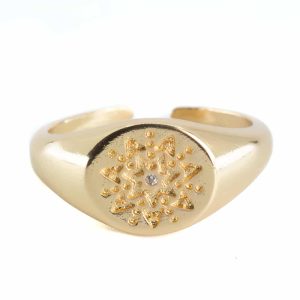 Anillo Ajustable Sello Solar Cobre Dorado