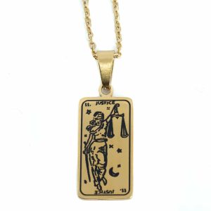Amuleto Dorado de Acero Tarot 'La Justicia'