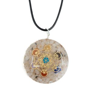 Colgante de Orgonita Chakra de Metatrón Piedra de Luna Arco Iris