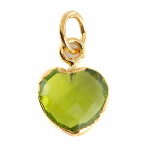 Colgante Corazón de Peridota - Chapado en Oro - 10 mm