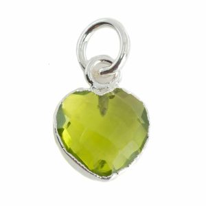 Colgante Corazón de Peridota - Plateado - 10 mm