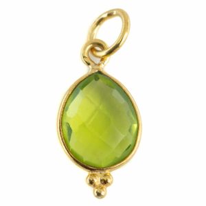 Colgante de Piedra de Nacimiento Agosto Peridoto Plata 925 y Chapado en Oro - 10 mm