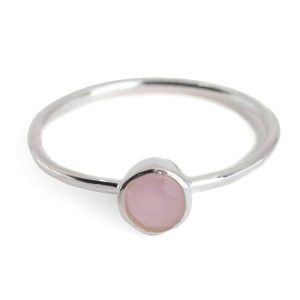 Anillo Piedra de Nacimiento Cuarzo Rosa Octubre - Plata 925 (Talla 17)