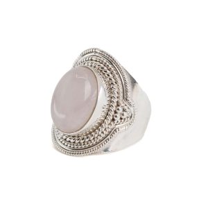 Anillo de Cuarzo Rosa de plata 925 "Elare" (tamaño 17)