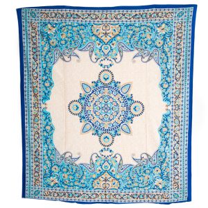 Tapiz de Algodón Auténtico Mandala Floral Azul (240 x 210 cm)