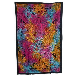 Auténtico Tapiz de Algodón con Hamsa de Colores (215 x 135 cm)