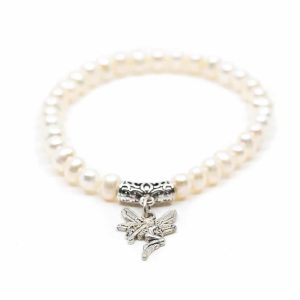 Pulsera de Perlas Blancas con Ángel