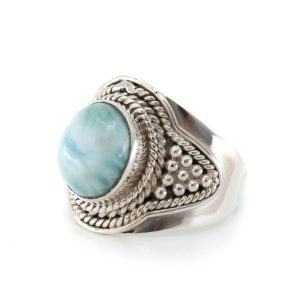 Anillo de Larimar de plata 925 "Jehna" (tamaño 17)