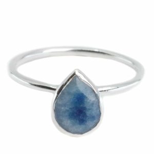 Anillo de Zafiro (de color) - Plata 925 - Forma de pera (Talla 17)