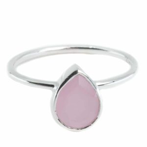 Anillo de Cuarzo Rosa - Plata 925 - Forma de pera (Talla 17)