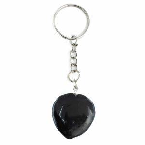 Llavero de Piedras Preciosas Corazón Turmalina Negra (25 mm)