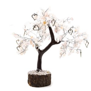 Árbol de Piedras Preciosas de Cuarzo Rosa con Corazones - Amor - (22 cm)