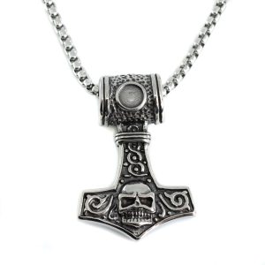 Colgante Vikingo Martillo de Thor con Calavera