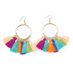 Pendientes Bohemios de Colores 8 Borlas